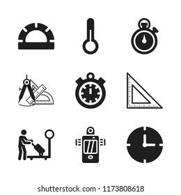 measurement icon. 9 measurement vector icons set. light meter, protractor and set square icons for web and design about measurement theme
