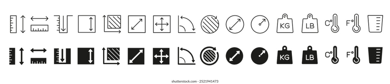 Measurement icon. Measure icon set