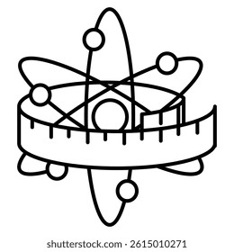 Measurement icon represented by atom, ruler Line style.