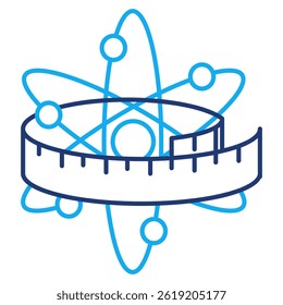Icono de medida representado por el átomo, Regla de estilo de línea dual.