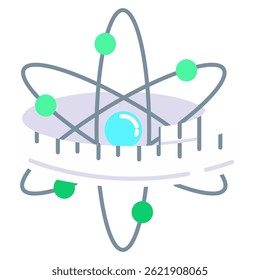 Icono de medida representado por átomo, Regla Estilo plano.