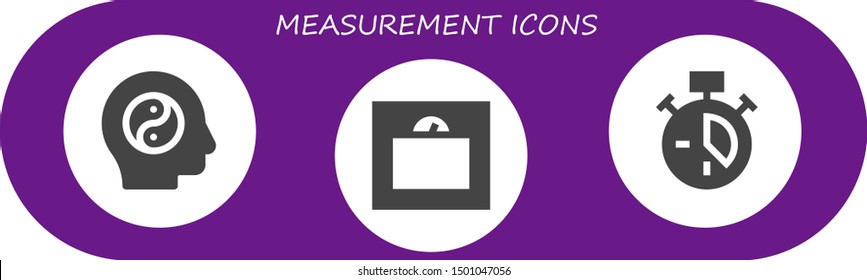 measurement icon set. 3 filled measurement icons.  Collection Of - Balance, Weight, Clock