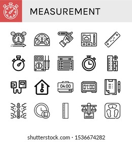 measurement icon set. Collection of Chronometer, Speed, Dashboard, Diabetes, Thermometer, Ruler, Stopwatch, Multimeter, Scoreboard, Rulers, Sphygmomanometer, Temperature icons