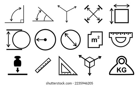 measurement icon set isolated on white.