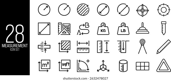 Measurement Icon Set – Tools and Metrics Symbols