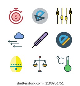 measurement icon set. vector set about scale, thermometer, pressure and protractor icons set.