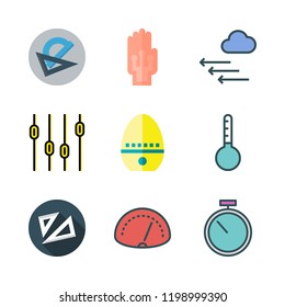 measurement icon set. vector set about speedometer, timer, levels and protractor icons set.