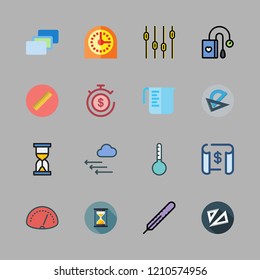 measurement icon set. vector set about levels, blueprint, thermometer and timer icons set.
