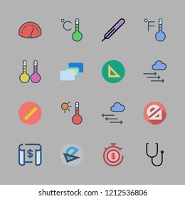 measurement icon set. vector set about ruler, timer, pressure and thermometer icons set.