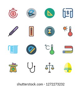 measurement icon set. vector set about hourglass, timer, blueprint and scale icons set.