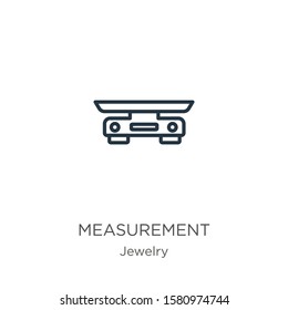 Measurement icon. Thin linear measurement outline icon isolated on white background from jewelry collection. Line vector sign, symbol for web and mobile
