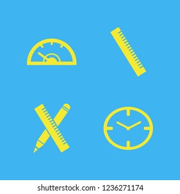 measurement icon. measurement vector icons set ruler and pencil, speedometer, ruler and watch face