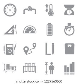 Measurement Icons. Gray Flat Design. Vector Illustration. 