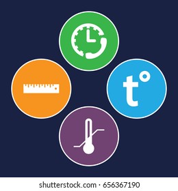 Measurement icons set. set of 4 measurement filled icons such as thermometer, ruler, temperature