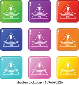 Measurement icons set 9 color collection isolated on white for any design