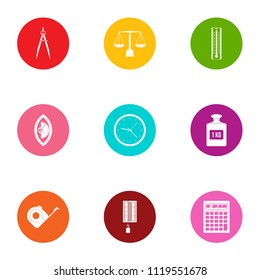 Measurement icons set. Flat set of 9 measurement vector icons for web isolated on white background