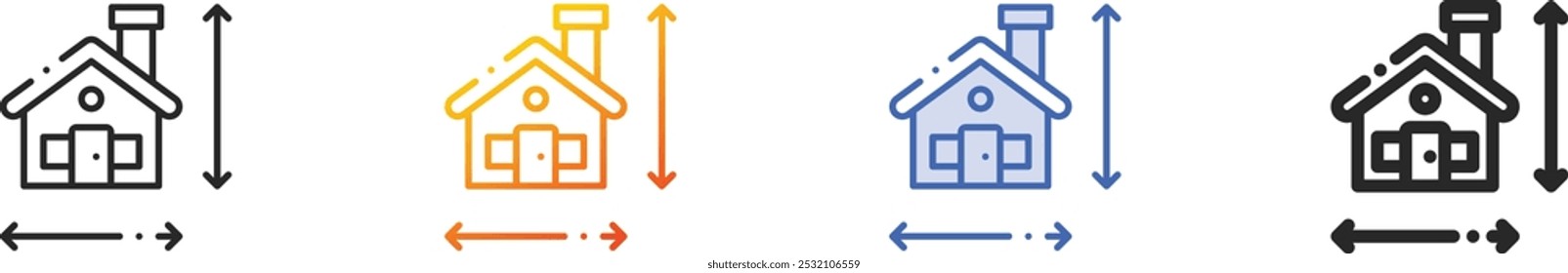 measurement icon.Thin Linear, Gradient, Blue Stroke and bold Style Design Isolated On White Background