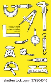 measurement instrumentation hand-drawn vector set