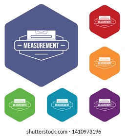 Measurement level icons vector colorful hexahedron set collection isolated on white 