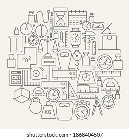 Measurement Line Icons Circle. Vector Illustration of Outline Design.