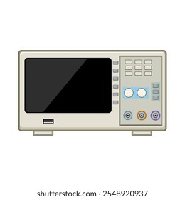 medição oscilógrafo cartoon. amplitude de frequência, eletrônica atual, exibir sonda medição oscilógrafo sinal. símbolo isolado vetor ilustração