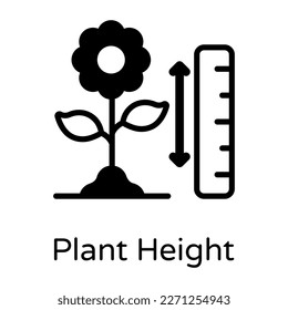 Medición del icono sólido de altura de planta