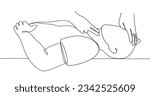 Measurement of the pulse on the human carotid artery. World First Aid Day. One line drawing for different uses. Vector illustration.