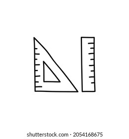 measurement rulers, scale icon in flat black line style, isolated on white background 