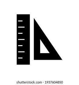 measurement rulers, scale icon in solid black flat shape glyph icon, isolated on white background 