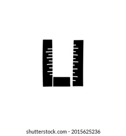 measurement rulers, scale icon in solid black flat shape glyph icon, isolated on white background 