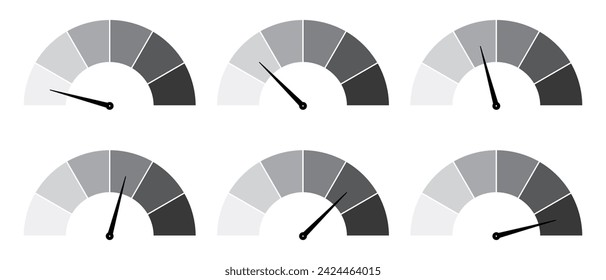 Iconos gráficos de escala de medida establecidos con valores diferentes. Señales aisladas sobre fondo blanco. Elementos de diseño gráfico. Ilustración de vector