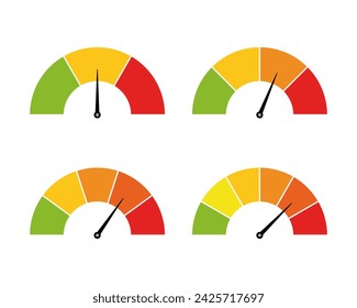 Measurement scale graphic icons set with different values. Signs isolated on white background. Graphic design elements. Vector illustration