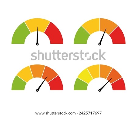 Measurement scale graphic icons set with different values. Signs isolated on white background. Graphic design elements. Vector illustration