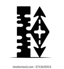 Icono de escala de medida: Regla de Vertical, indicador de altura y flechas de cambio de tamaño