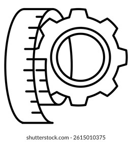 Measurement Settings icon represented by ruler, gear Line style.