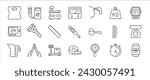 Measurement simple minimal thin line icons. Related scale, theromoeter, distance. Vector illustration.