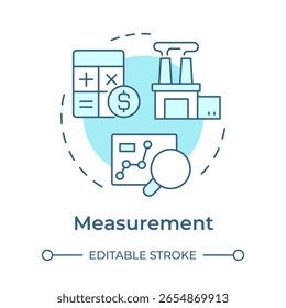 Measurement soft blue concept icon. Resources data gathering. Step in capacity organization processes. Round shape line illustration. Abstract idea. Graphic design. Easy to use in presentation