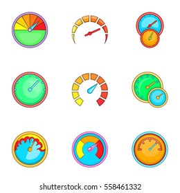 Measurement symbol icons set. Cartoon illustration of 9 measurement symbol vector icons for web