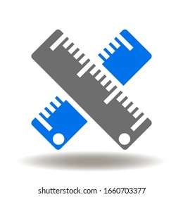 Measurement Symbol. Ruler icon vector. Rulers Education Measuring Tool Logo. Drawing measure instrument illustrtation. Geometry math metering equipment sign.