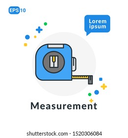 Measurement Tape Construction Tool Flat icon . Used For web, logo, mobile app, User Interface and Infographic