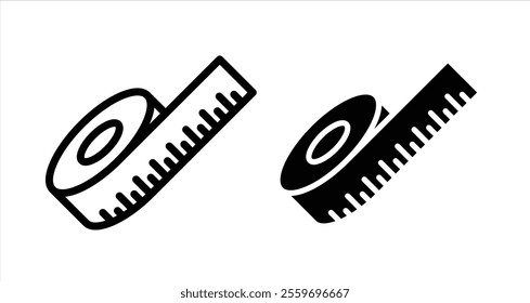 Measurement tape Icon collection in filled and stroke style.