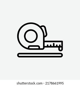  measurement tape icon, isolated mechanic outline icon in light grey background, perfect for website, blog, logo, graphic design, social media, UI, mobile app