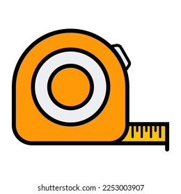 Measurement tape icon, measure tool concept design symbol, instrument flat vector illustration .