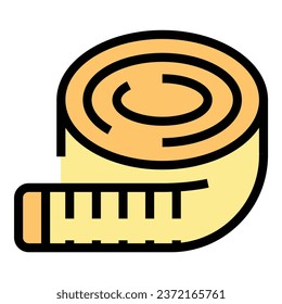 Measurement tape icon outline vector. Craft art. School wool color flat