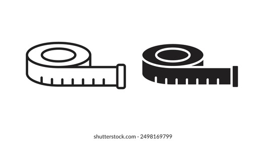 Measurement tape vector icon set in black color.
