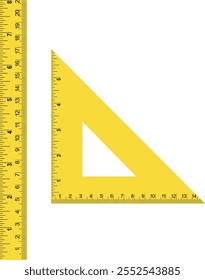 Fita de medição, fita triangular amarela, Escalas em polegadas e CM, medir fita de Tailor, ferramenta de medição amarela