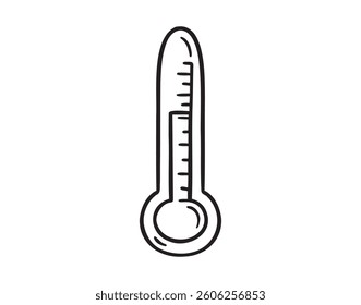 measurement temperature, thermometer doodle hand drawn icon. Outline drawing thermometer line clipart symbol. Vector illustration