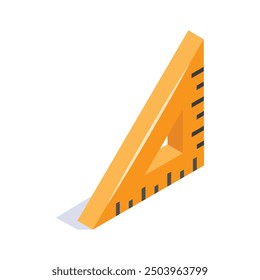 Measurement tool, a modern isometric icon of triangular ruler