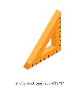 Measurement tool, a modern isometric icon of triangular ruler