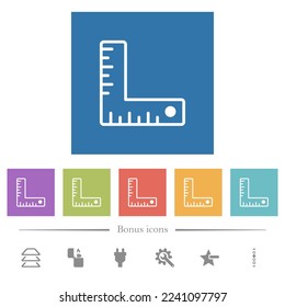 measurement tool outline flat white icons in square backgrounds. 6 bonus icons included.